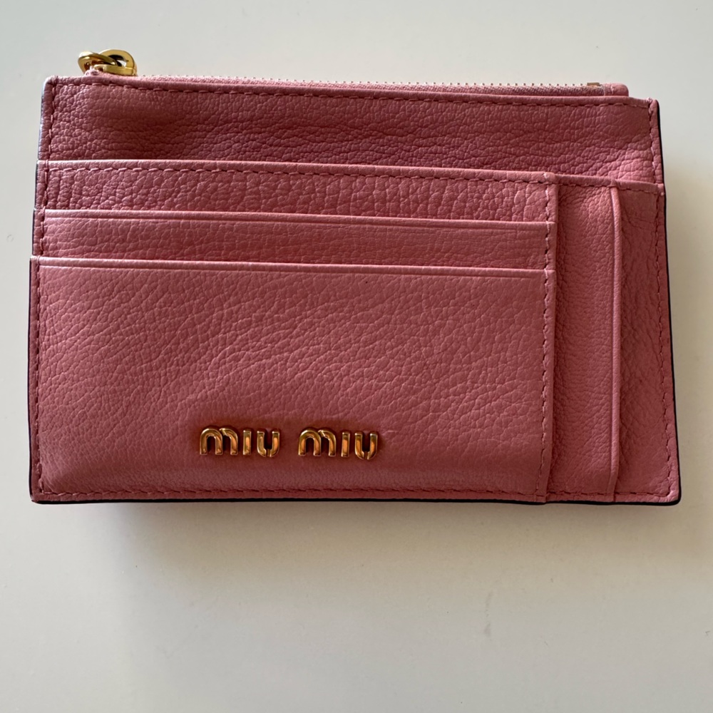 Miu Miu Pink Leather Card Holder